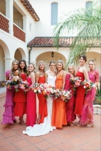 Suzanne Riley marriage celebrant sunshine coast wedding celebrant magenta trending in queenland bride, feather wedding dress, feather details, feather wedding, green bridesmaids dresses, bridesmaid dresses, bridal party